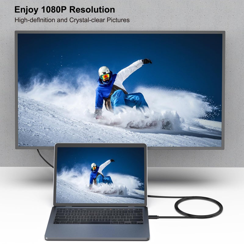 BENFEI USB C to DVI Cable 0.9 Meter, Type-C to DVI Cable [Thunderbolt 3] Compatible for MacBook Pro 2019/2018/2017, Samsung Galaxy S9/S8, Surface Book 2, Dell XPS 13/15, Pixelbook and More - Image 2